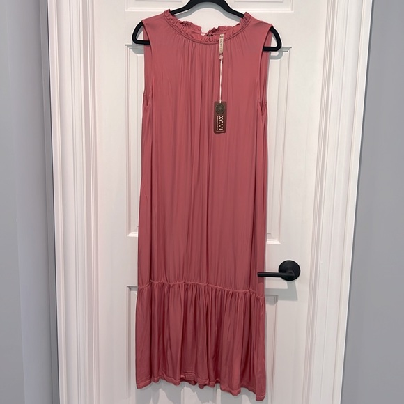 XCVI Shelly Satin Persephone Dress NWT - Dusty Mauve Pink Large Tank Drop Waist - Picture 3 of 6